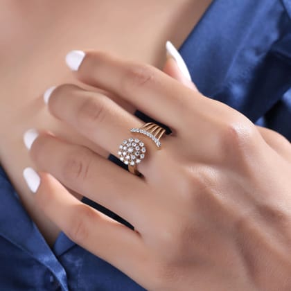 Emine Silver Fashion Moissanite Ring | 22KT Gold Vermeil-12 / Yellow Gold