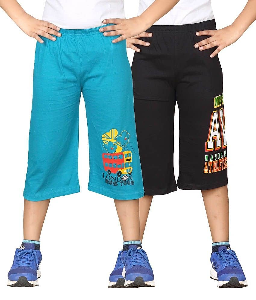 Dongli Pack of 2 Cotton Three-Fourth For Boys ( Blue )