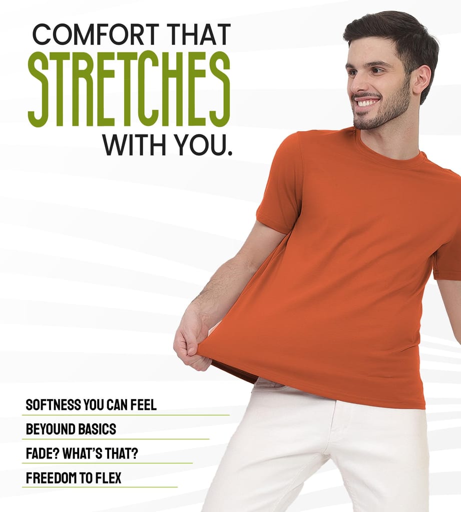Freecultr Truly Classic Organic Men's Cotton T-Shirt | Solid Round Neck Half Sleeve | Plain Stylish t Shirts | Regular Fit | Casual T Shirt for Man Pack of 1-Rust Orange