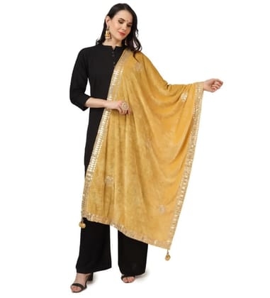 Women's Velvet Gotta Patti Dupatta (Yellow)-PID46953