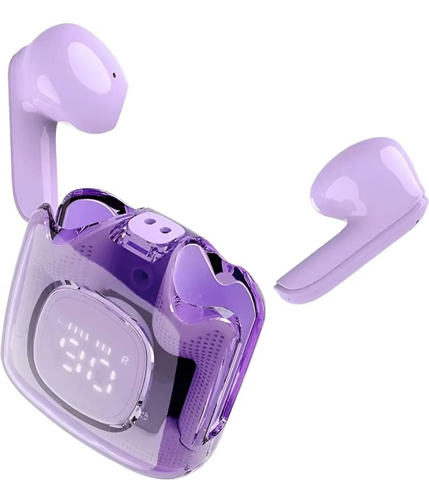 VEhop with Digital Display Bluetooth True Wireless (TWS) In Ear 30 Hours Playback Fast charging,Dual pairing IPX4(Splash & Sweat Proof) Purple