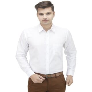 Baleshwar Men White Solid Formal Shirt (Pack of 1)