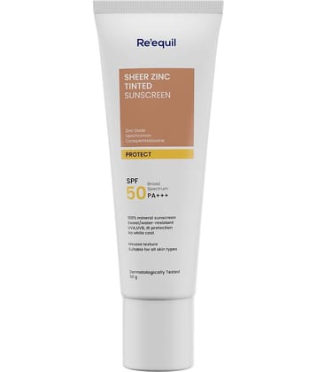 Re'equil Sheer Zinc Tinted Mineral Sunscreen SPF 50 PA+++ 50gm ( Pack of 1 )