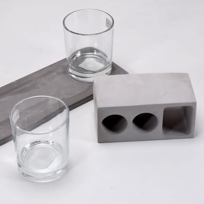 2 Wine Glasses & Marble Holder - Attractive Design for Hotels & Cafes | Assorted Colour
