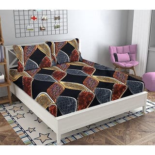 UnV Classical Printed Double Size Bedsheet With Pillow Covers (EZ-04)