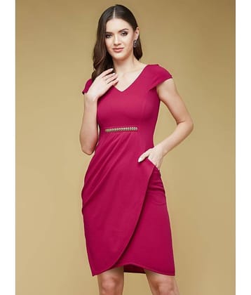 Life with Pockets Women Polyester Solid Bodycon Dress ( Teal )