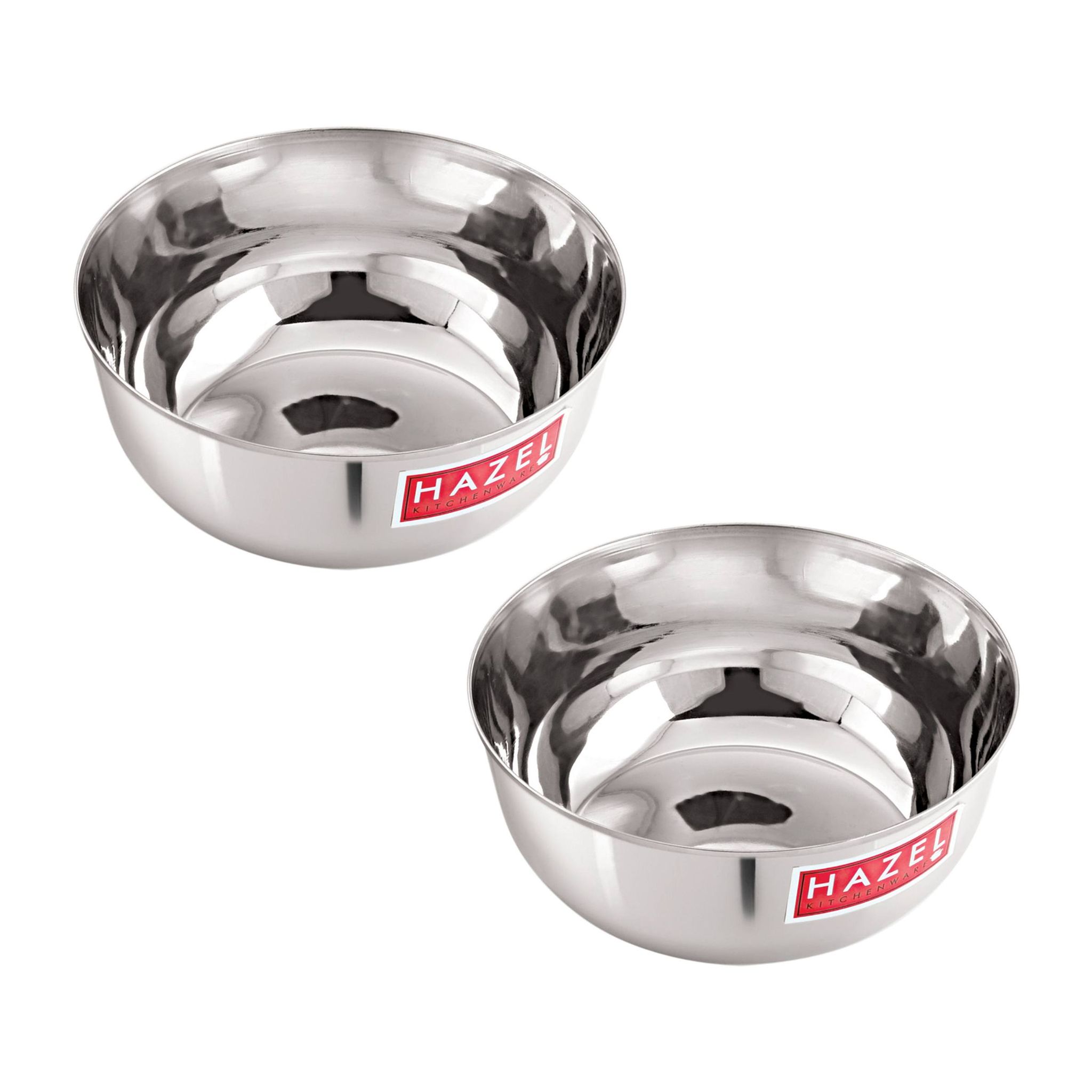 HAZEL Stainless Steel Serving Bowl 600ml , 15cm Diameter , Durable, Rust Resistant, Ideal for Lunch & Dinner , Steel Katori Set of 2