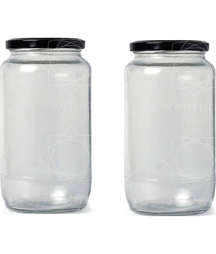 Somil Glass Container Glass Transparent Utility Container ( Set of 2 )