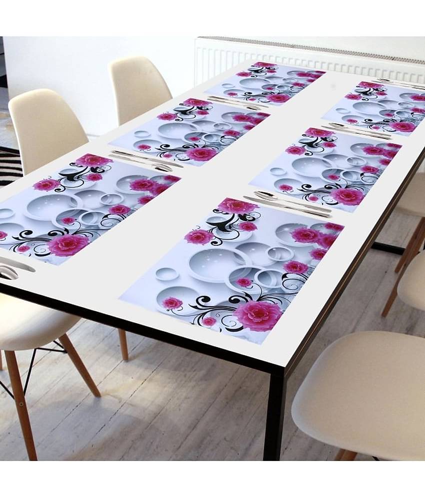 Crosmo PVC Floral Table Mats ( 45 cm x 30 cm ) Pack of 6 - Multi