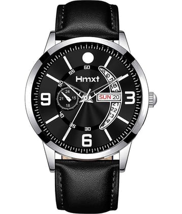 HMXT Black Leather Analog Men's Watch