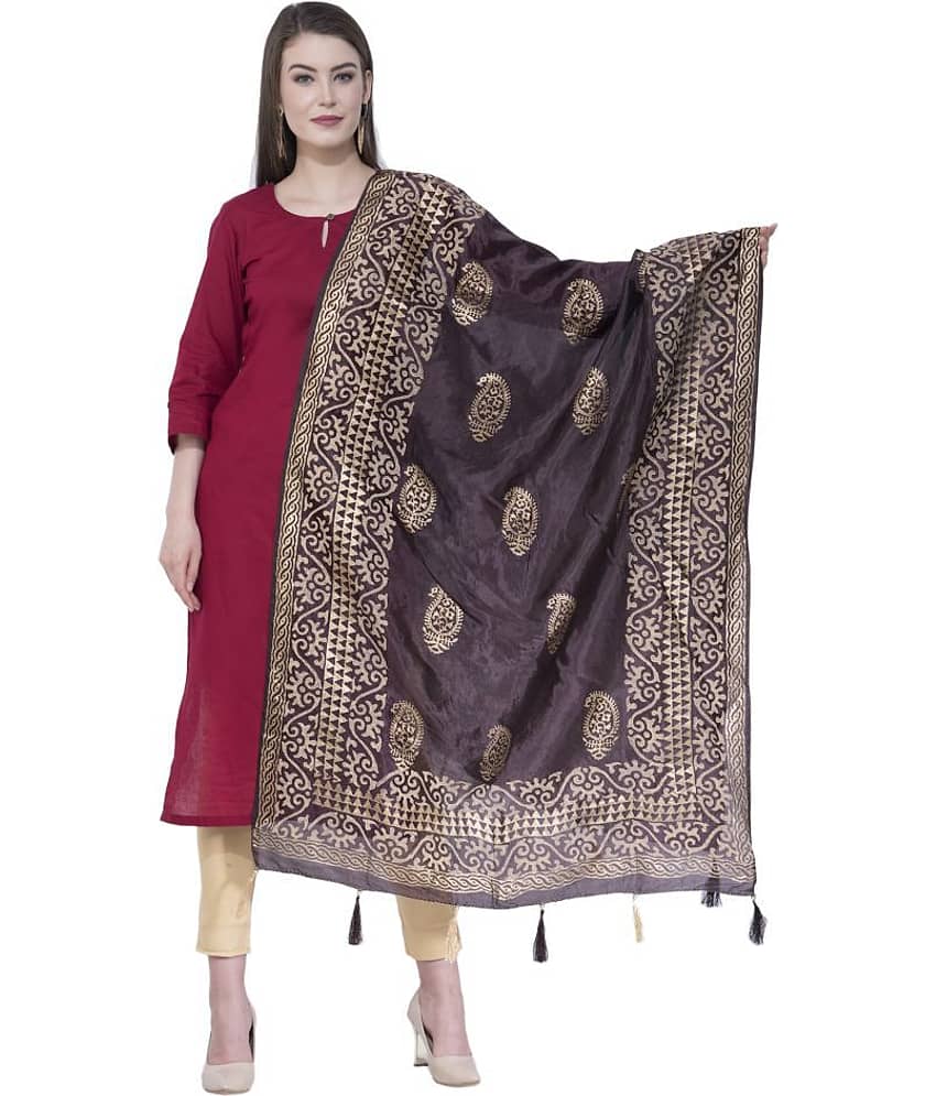 A R Silk Black Silk Self Dupatta