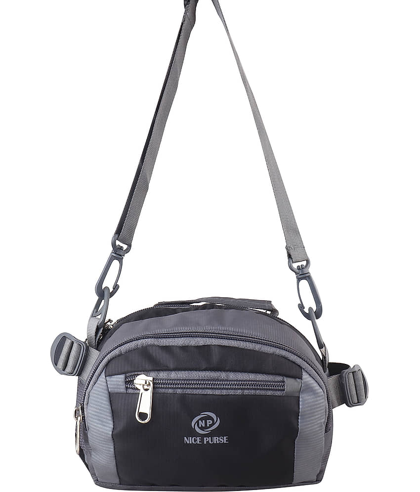 Nice Purse Sling Bag Polyster Set of 1 ( Black,Grey )