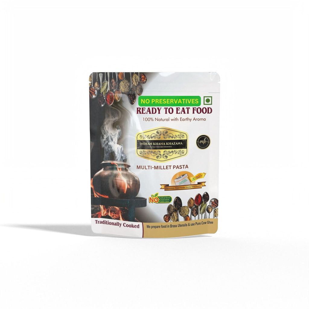 INDIAN KHANA KHAZANA Multi Millet Pasta | Serve Hot Anytime Anywhere with our Flameless Food Heater inside the Pack | ndian Tasty Flavour Ready to Eat Food Multi Millet Pasta