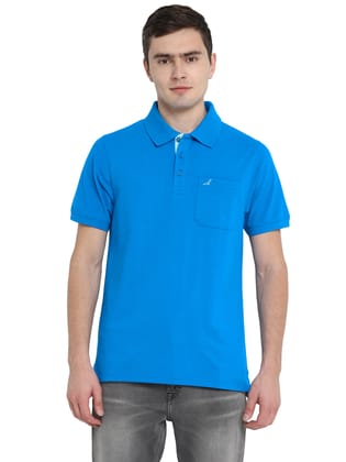 Polo Collar T-Shirt for Men with Pocket - Diva Blue-3XL / Diva Blue