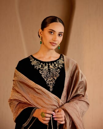 Black Bronze Dupatta-One Size / Bronze