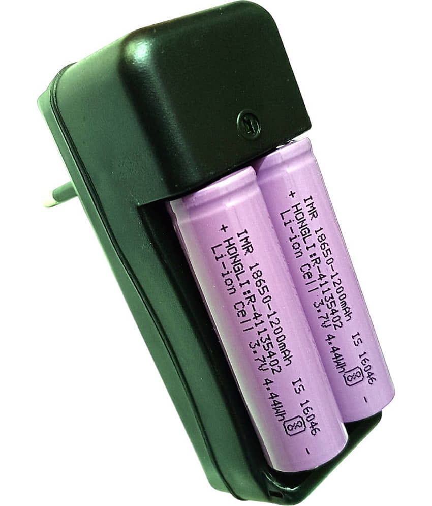 CONSONANTIAM High Capacity Hongli Lithium Ion 1200mAH Rechargeable Original Power Ultra High Capacity Cell Batteries, With Two Slot Charger LED, Bluetooth Speaker, Laptops, Torch, Flat Top, 3.7V (Pack of 3)