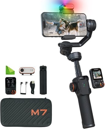 Hohem M7 - Handheld Mobile Gimbal with AI Trackers, Fill Light, Extension Pole and Detachable Touch Screen Remote Hohem M7 - Handheld Mobile Gimbal with AI Trackers, Fill Light, Extension Pole and Detachable Touch Screen Remote