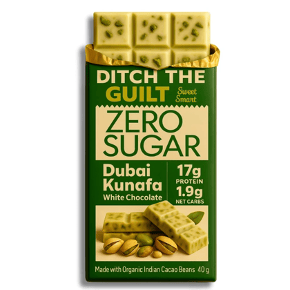 Dubai Kunafa Cheese Cake • 17g protein • Sugar Free Dark Chocolate • 40g bar Dubai Kunafa Cheese Cake • 17g protein • Sugar Free Dark Chocolate • 40g bar