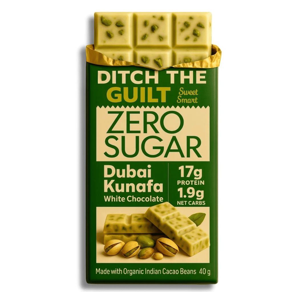 Dubai Kunafa Cheese Cake • 17g protein • Sugar Free Dark Chocolate • 40g bar