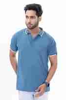Classic Blue Polo With Contrast Collar