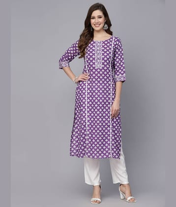 Stylum Rayon Printed Straight Women's Kurti - Purple ( Pack of 1 )