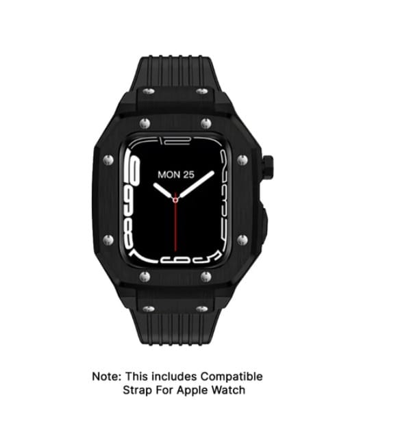 Panther - Armor Stainless Steel Apple Watch Strap with Case - Black 44 MM