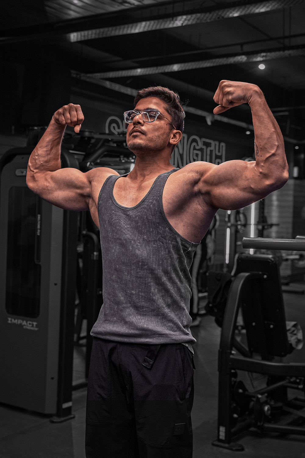 Washed Muscle-Up Ribbed Tank - Grey-L