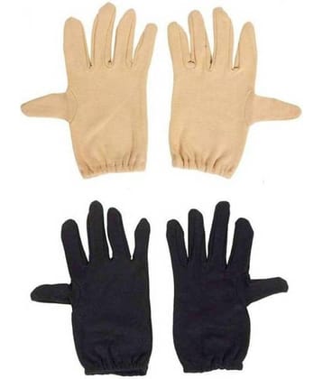 Tahiro Black & Beige Cotton Gloves - Pack Of 2