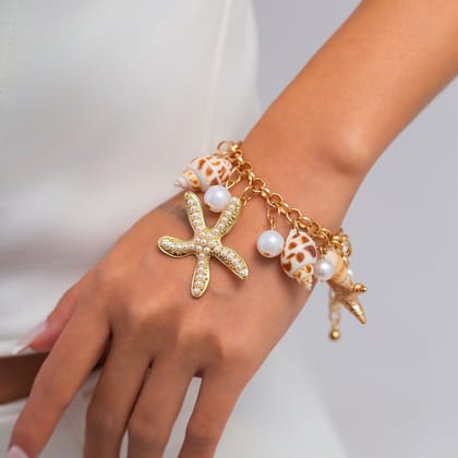 Star Fish Conch Beach shell Clavicle 18K Gold Necklace Bracelet For Women-Bracelet