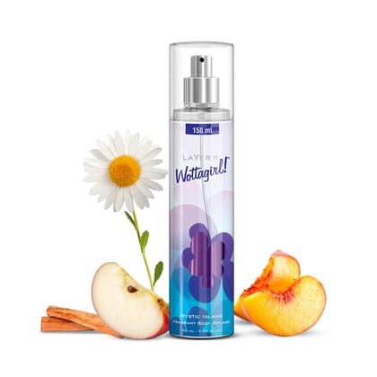 Layer�r Wottagirl Mystic Island Body Splash, 150 ml | Long-lasting Fragrance for Women | Breezy Tropical Body Mist Spray | Ideal for Everyday Use | Non-Irritating & Refreshing Layer�r Wottagirl Mystic Island Body Splash, 150 ml | Long-lasting Fragrance for Women | Breezy Tropical Body Mist Spray | Ideal for Everyday Use | Non-Irritating & Refreshing