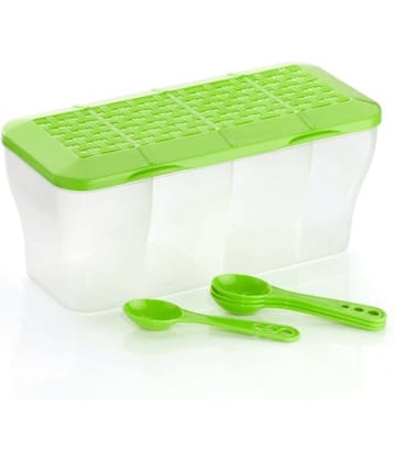 OFFYX - 4 Section Container Green PET Spice Container ( Set of 1 ) - 1800 ml
