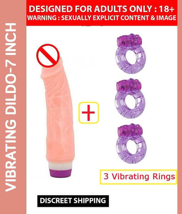 Johny Sins 8 Inch Dildo Vibrator & 3 Vibrating Rings Combo Pack