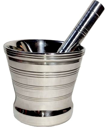 A & H ENTERPRISES Silver Stainless Steel Medium Set of 1 Piece Steel Imam Dasta  Khabatta ( Set of 1 )