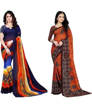 LEELAVATI Georgette Printed Saree With Unstitched Blouse Piece ( Multicolor )