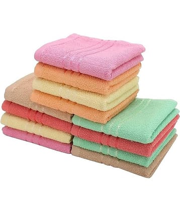 Swadesi E Shop Pack of 10 Cotton 401-450 -GSM Hand Towel ( Multicolor )