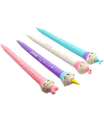 Srpc Set Of 4 Ice Cream Edition Gel Ink Roller Ball Pen For Kids School Children Boys & Girls