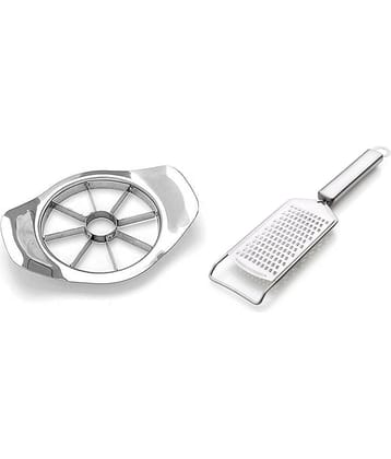 Analog Kitchenware Silver Silver 8 Grid Apple Cutter And Cheese/Garlic Grater ( Set of 2 )