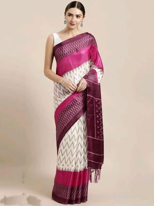 TheHangr Wine Khadi Silk Saree & With Jhalar Blouse Piece