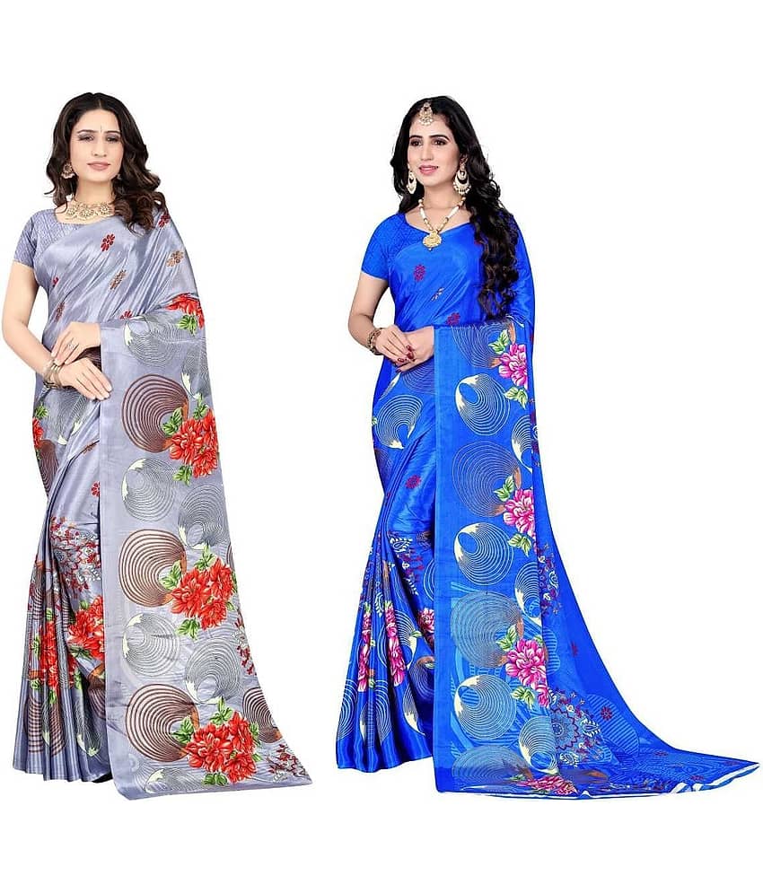 LEELAVATI Crepe Printed Saree With Unstitched Blouse Piece ( Multicolor )