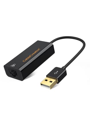 CableCreation USB to Network Adapter,USB 2.0 to 10/100 RJ45 Ethernet LAN Cable Compatible with MacBook Pro, Surface Pro 2/3/5/6, Plug and Play, Black
