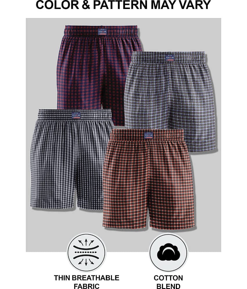 FTX Pack of 4 Cotton Blend Boxers For Men's ( Maroon )