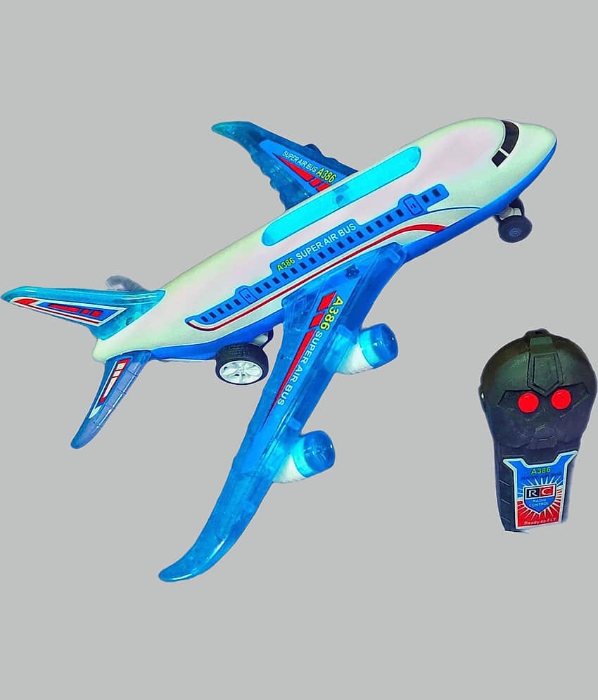 TOY DEKHO 2CH A386 Rc Air Bus with Full Body Lights and Sound Universal Wheel Plane Toy for Boys & Girls Age 2, 3, 4, 5, 6, 7, 8 Multicolour Musical Battery Operated Toy (Plane Does not Fly only Runs on Ground)
