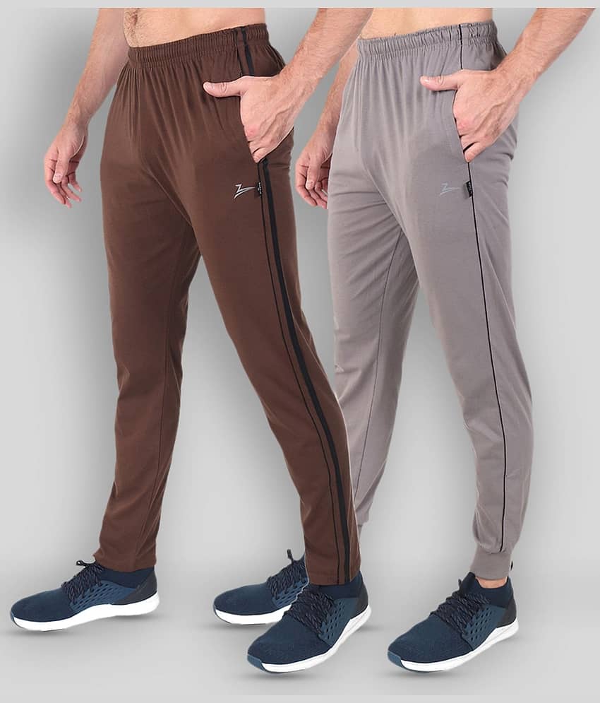 Zeffit - Brown Cotton Blend Men's Trackpants ( Pack of 2 )
