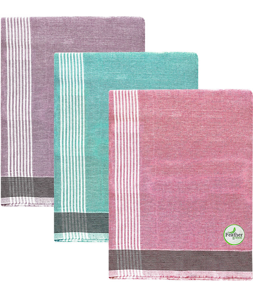 Feather Green Multi Lungi Pack of 3