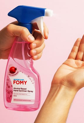 Intercorp Fomy 75% Isopropyl Alcohol-based Hand Rub Sanitizer and Disinfectant Spray - 500ml (Pomegranate)