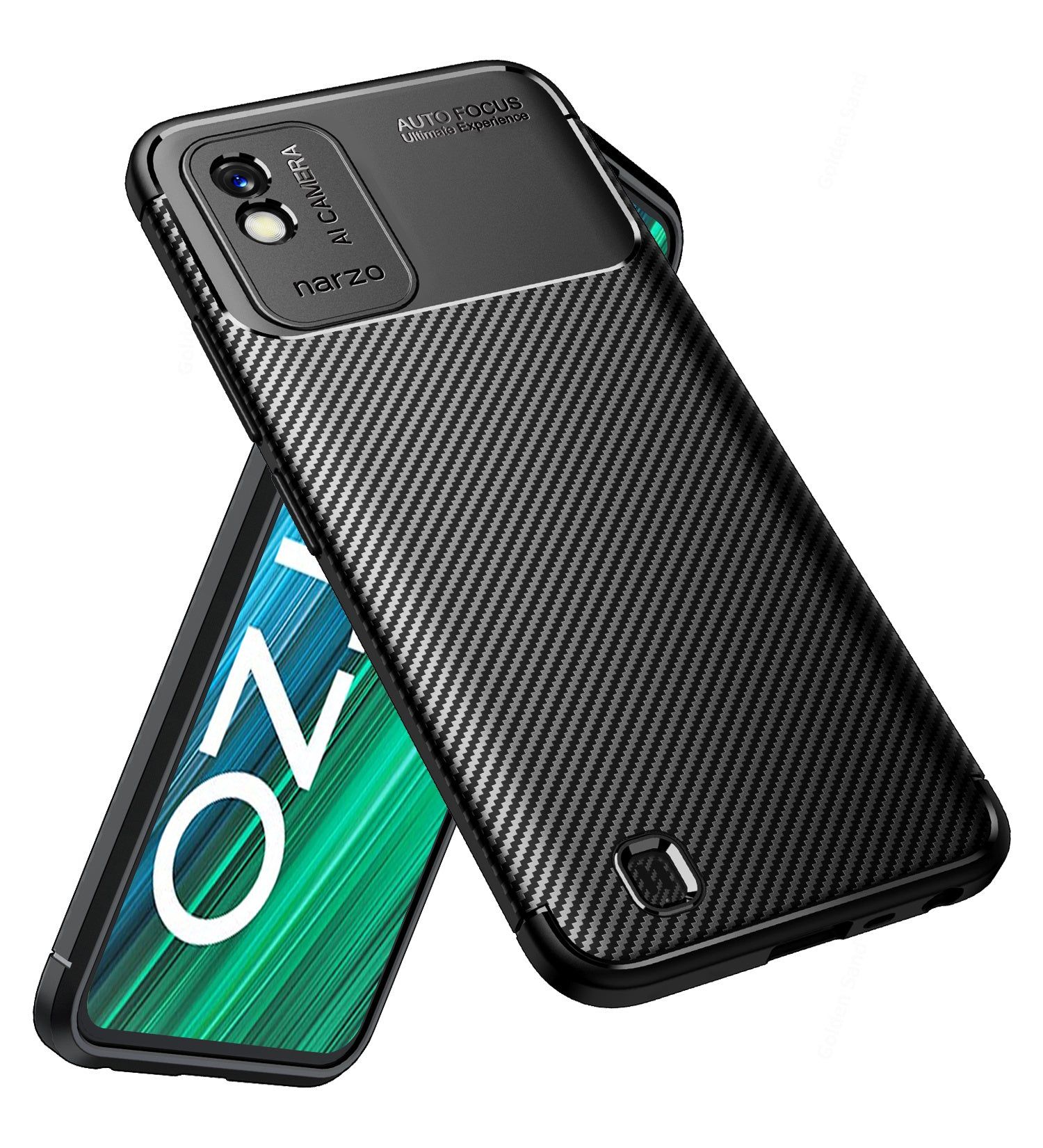 Aramid Fibre Series Shockproof Armor Back Cover for Realme Narzo 50i, 6.5 inch, Black