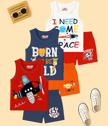 Kuchipoo Pack of 3 Boys Cotton Blend T-Shirt & Shorts Set ( Multicolor )