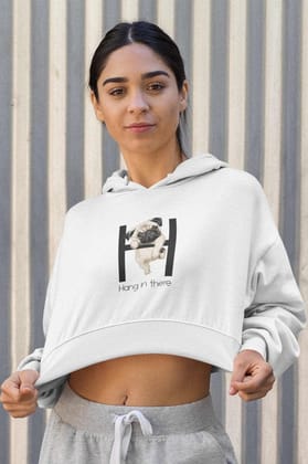 Crop Hoodie (Women) - Hang In There Pug (5 Colours)
