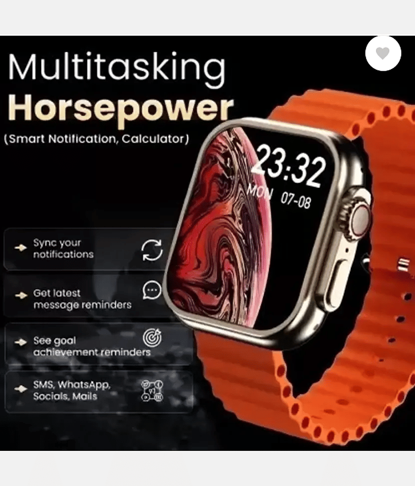 T-800 Ultra Smart Watch With Wireless Charging And Sweatproof NX013 Smartwatch  (ORANGE Strap, Free Size)