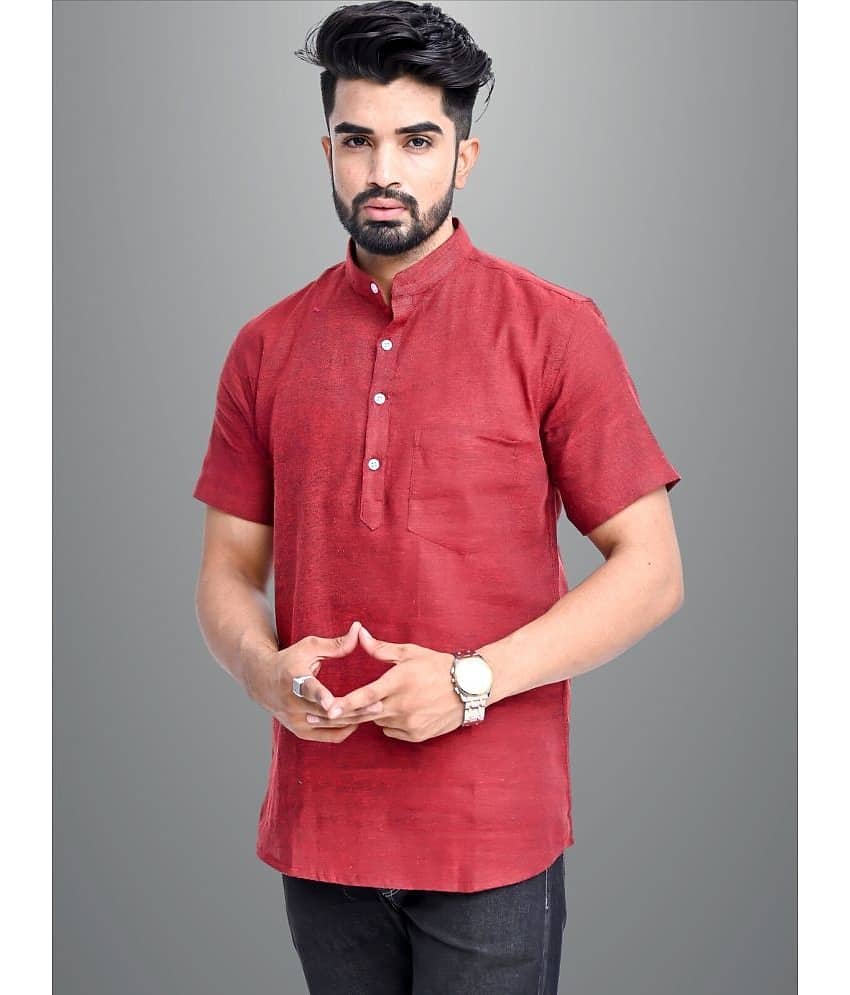 QuaClo - Maroon Cotton Men's Regular Kurta ( Pack of 1 )